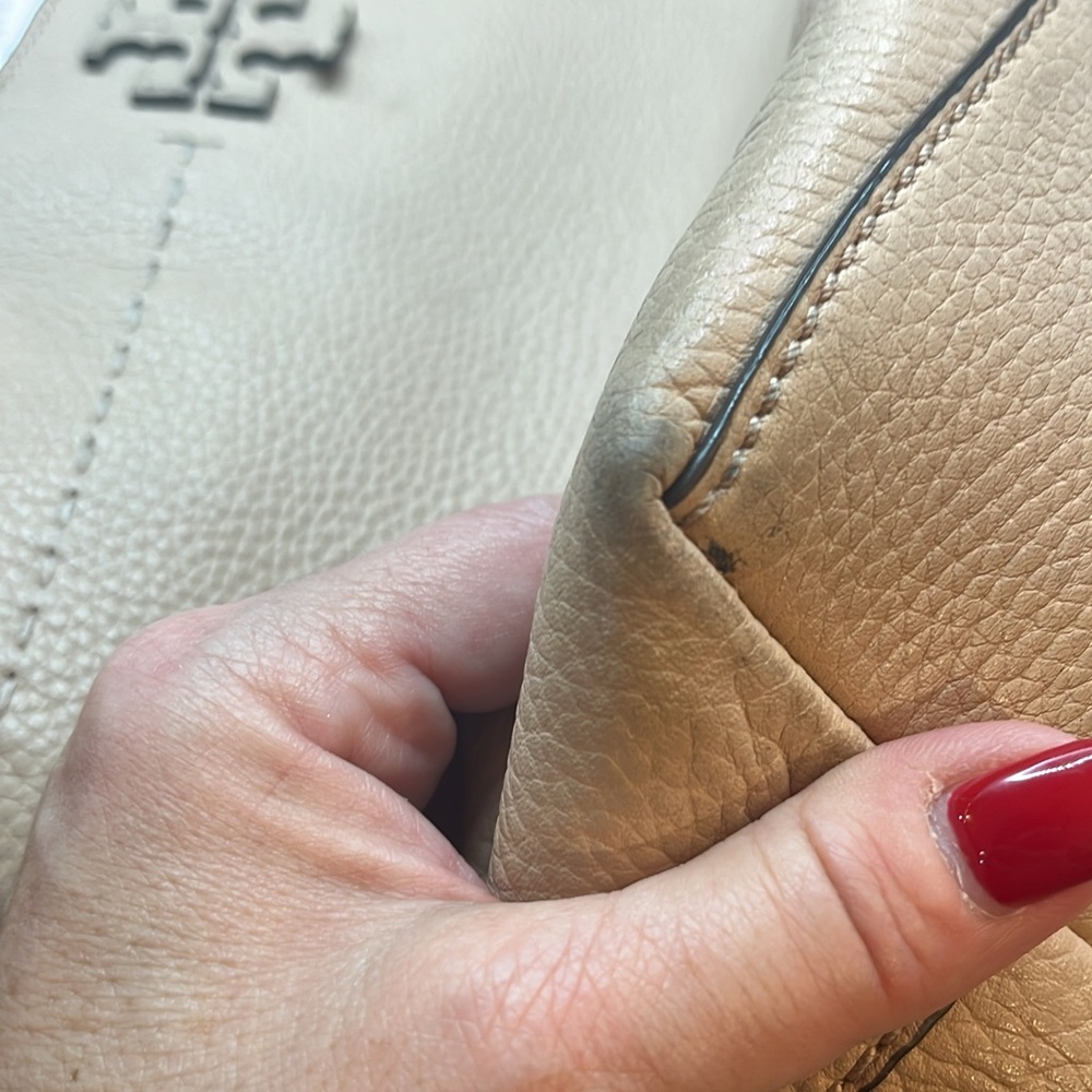Tory Burch Beige Pebbled Leather Tote - Picture 5 of 8